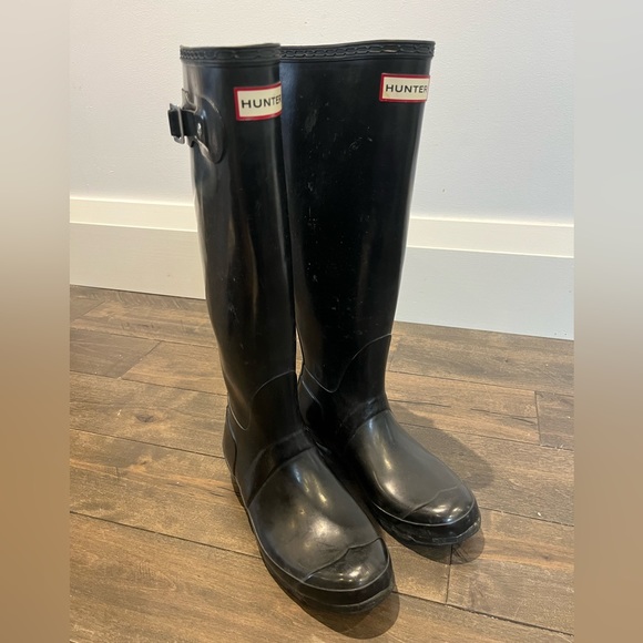 Hunter Original Gloss Tall Rain Boots with Fleece Liners - Picture 3 of 11